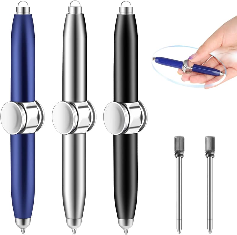 3er Set Spinning Fidget Pen mit Licht – Dekompressionsstift für Erwachsene und Kinder