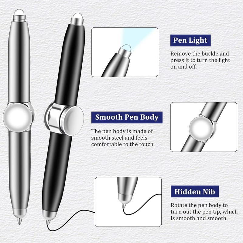 3er Set Spinning Fidget Pen mit Licht – Dekompressionsstift für Erwachsene und Kinder