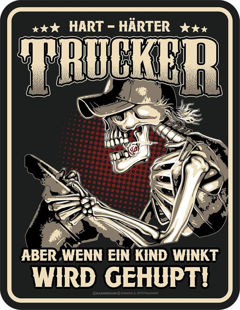 Deko Blechschild für LKW Fahrer - Hart, härter, Trucker