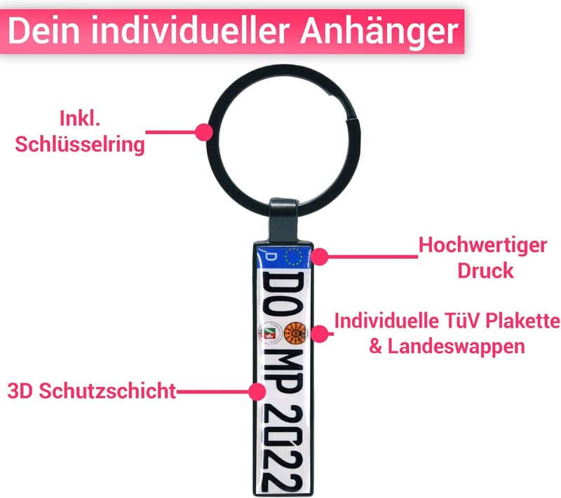 Personalisierter Kennzeichen-Schlüsselanhänger für Paare
