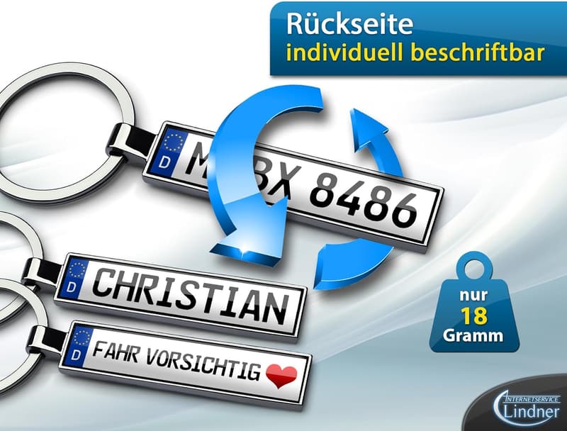 Personalisierter Kennzeichen-Schlüsselanhänger für Männer – beidseitig gravierbar, 6 Farben