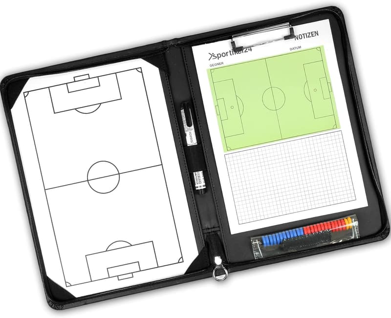 Taktikmappe für Fußballtrainer mit Magneten und Stift