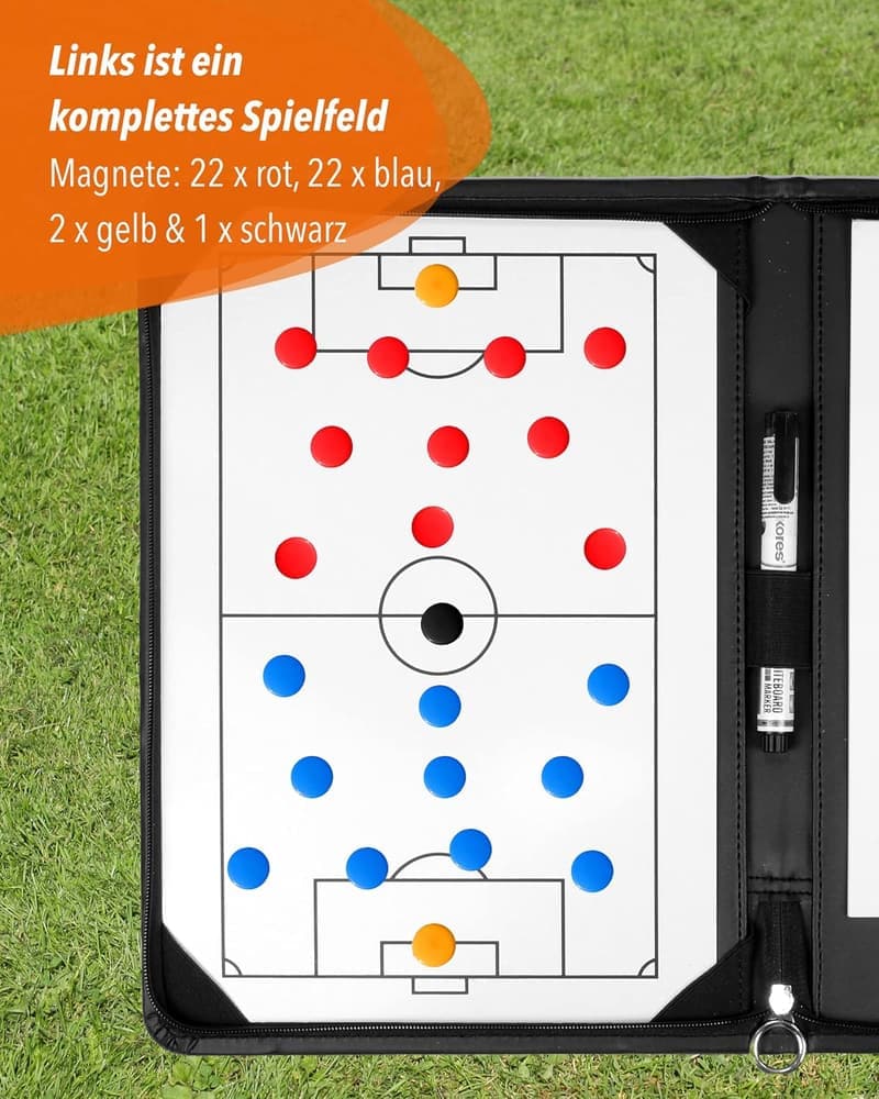 Taktikmappe für Fußballtrainer mit Magneten und Stift