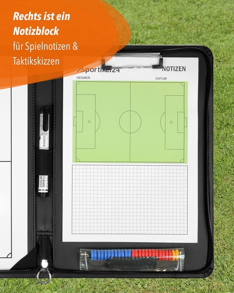 Taktikmappe für Fußballtrainer mit Magneten und Stift