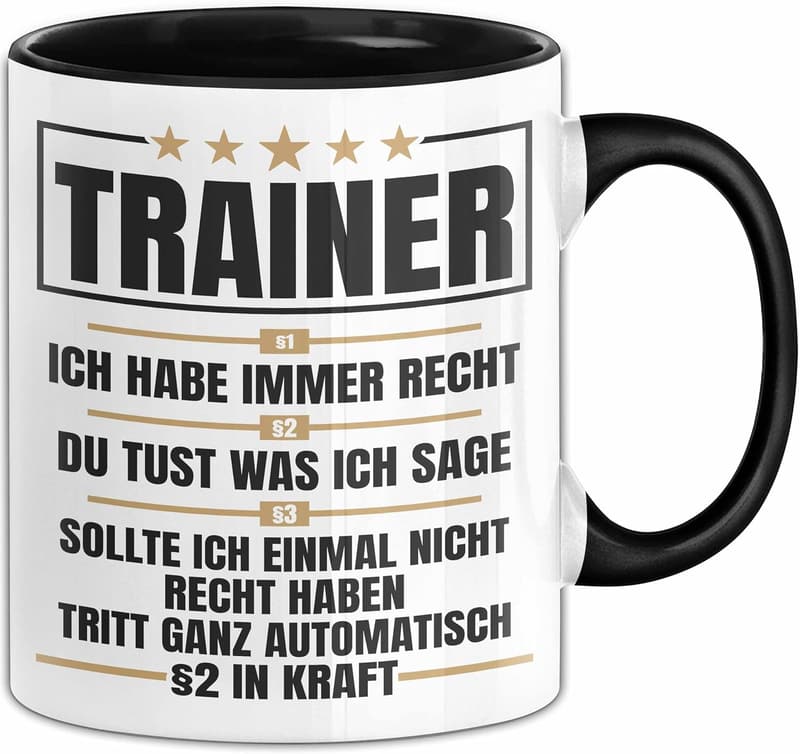 Trainer Tasse Schwarz - Geschenk für Coaches zu Weihnachten