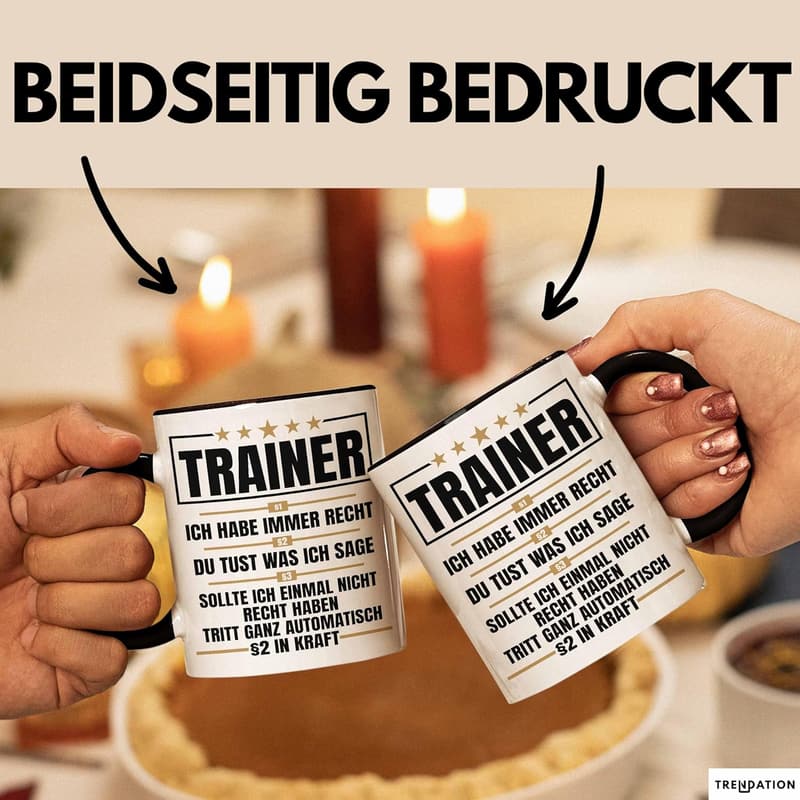 Trainer Tasse Schwarz - Geschenk für Coaches zu Weihnachten