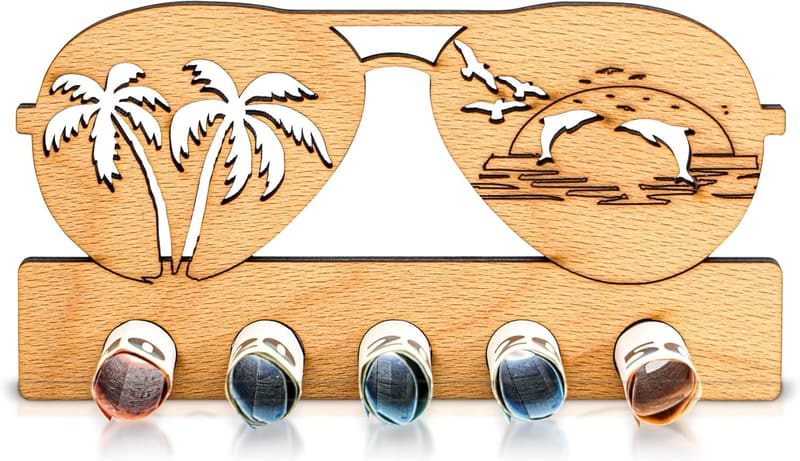 Geldgeschenk in Holz - Urlaubsdesign mit Strand und Palmen
