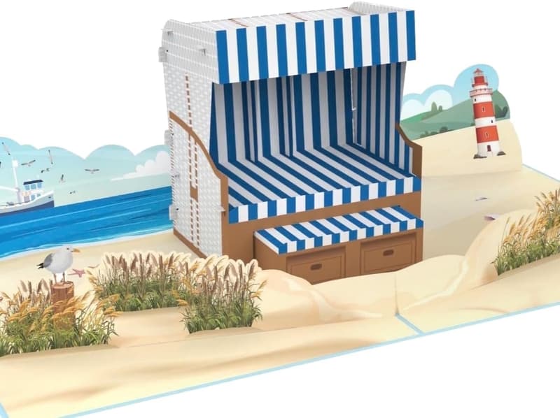 3D Pop-Up Karte Strandkorb – originelles Geburtstagsgeschenk für Urlaubsliebhaber