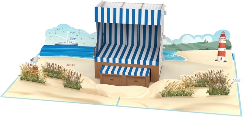 3D Pop-Up Karte Strandkorb – originelles Geburtstagsgeschenk für Urlaubsliebhaber
