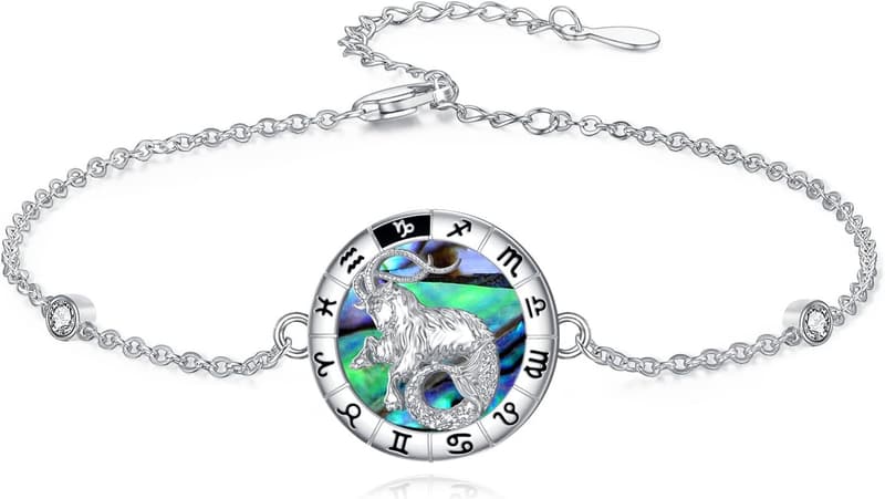 12 Sternzeichen Armband aus 925er Sterling Silber mit Abalone-Anhänger für Frauen
