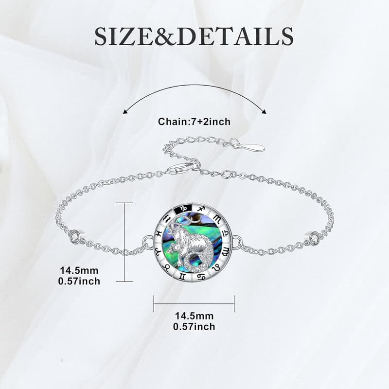 12 Sternzeichen Armband aus 925er Sterling Silber mit Abalone-Anhänger für Frauen