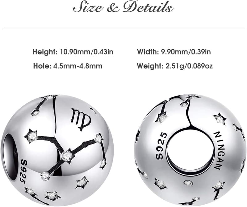 Sternzeichen Charms aus 925er Sterlingsilber für Frauen