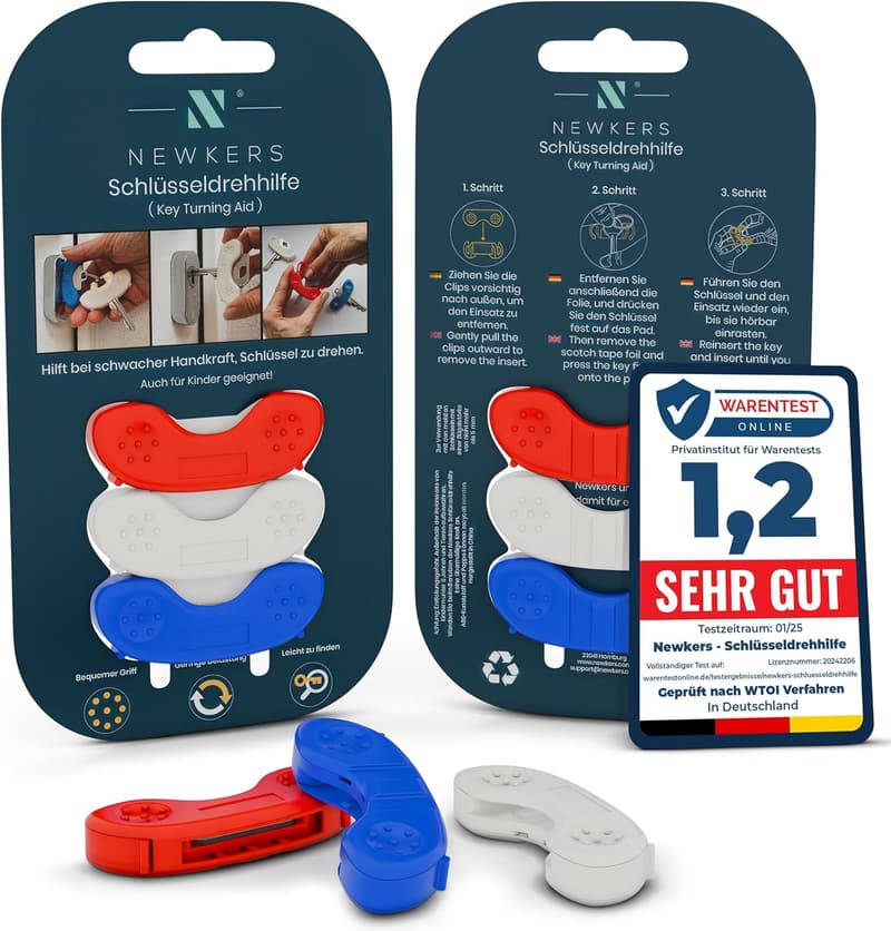 Ergonomische Schlüsselhilfe für Senioren - 3er Set Schlüsselanhänger