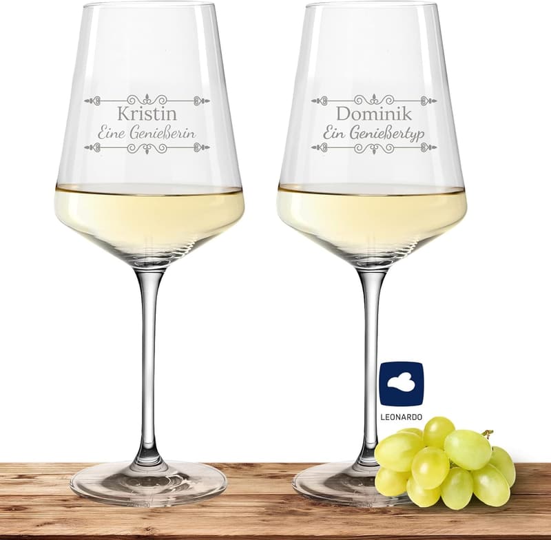 Personalisierte Weingläser im Set - 2X Leonardo 560ml mit Gravur für Paare