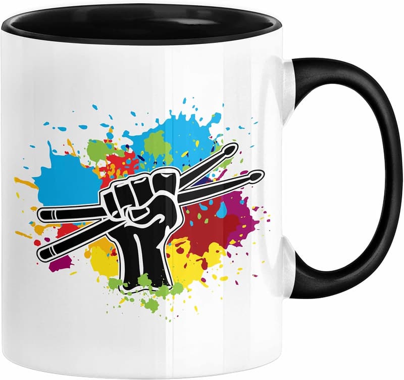 Drummer Tasse mit Spruch – Geschenk für Schlagzeuger in Schwarz