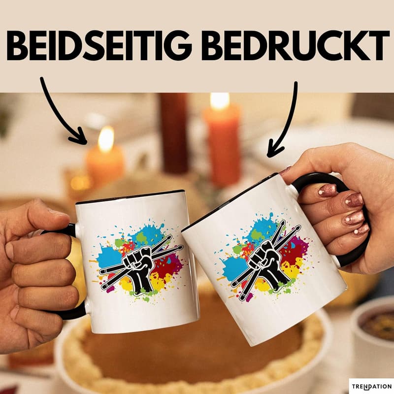 Drummer Tasse mit Spruch – Geschenk für Schlagzeuger in Schwarz