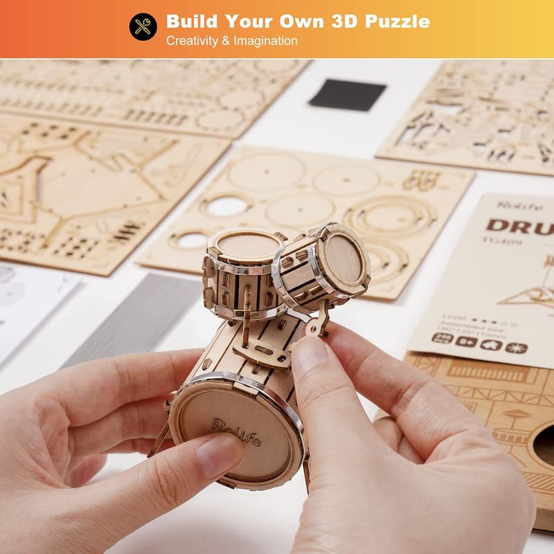 3D Holzpuzzle Schlagzeugmodell für Erwachsene und Teenager – 246 Teile