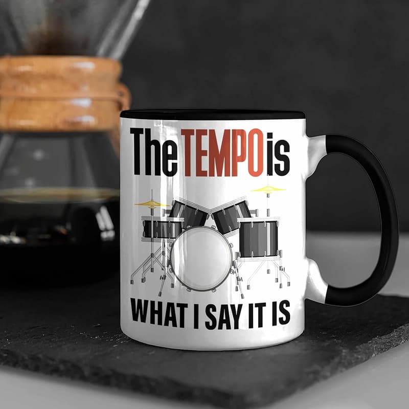 Geschenkidee für Musiker: Lustige Schlagzeuger Tasse (Schwarz)