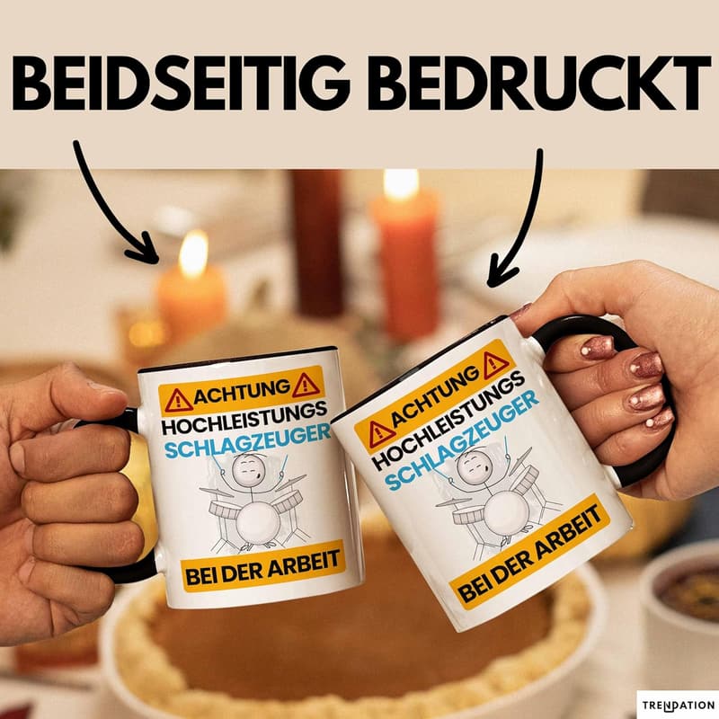 Lustige Tasse für Schlagzeuger – Hochleistungs-Geschenkidee (Schwarz)