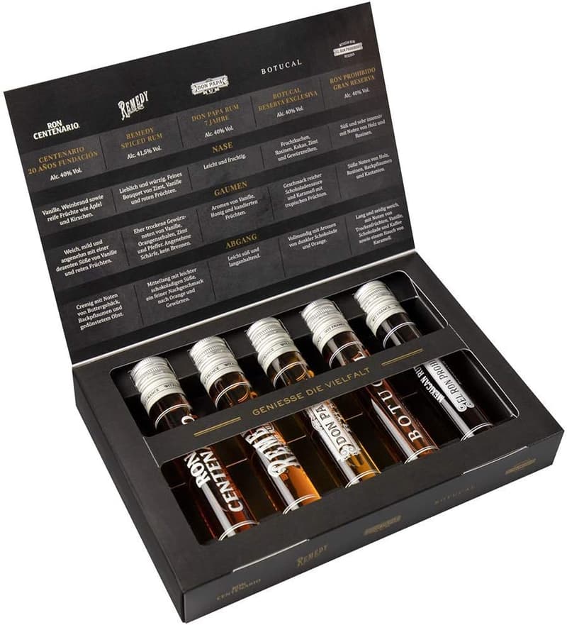 Premium Rum Tasting Set mit 5 beliebten Rums – 50 ml pro Flasche – Ideal als Geschenk