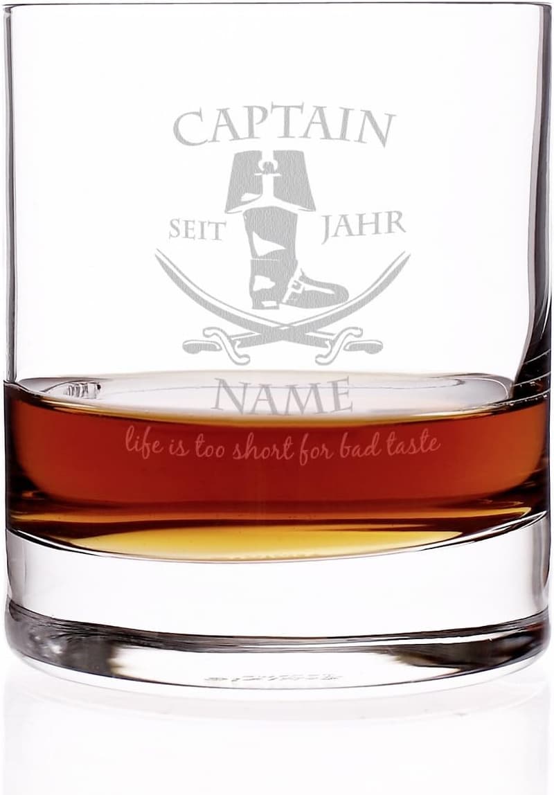 Captain Rum Glas mit gratis Gravur - personalisiertes Geschenk für Männer