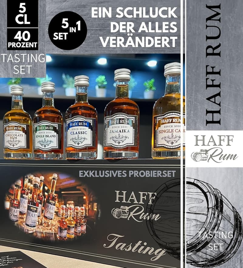 Rum Tasting Set mit 5 Premium Rumsorten in Geschenkbox
