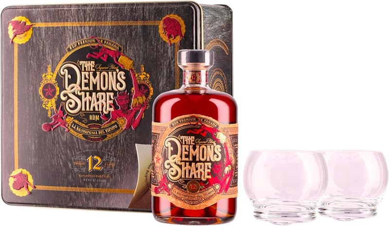 The Demon's Share 12 Jahre Rum in Geschenkverpackung mit 2 Gläsern