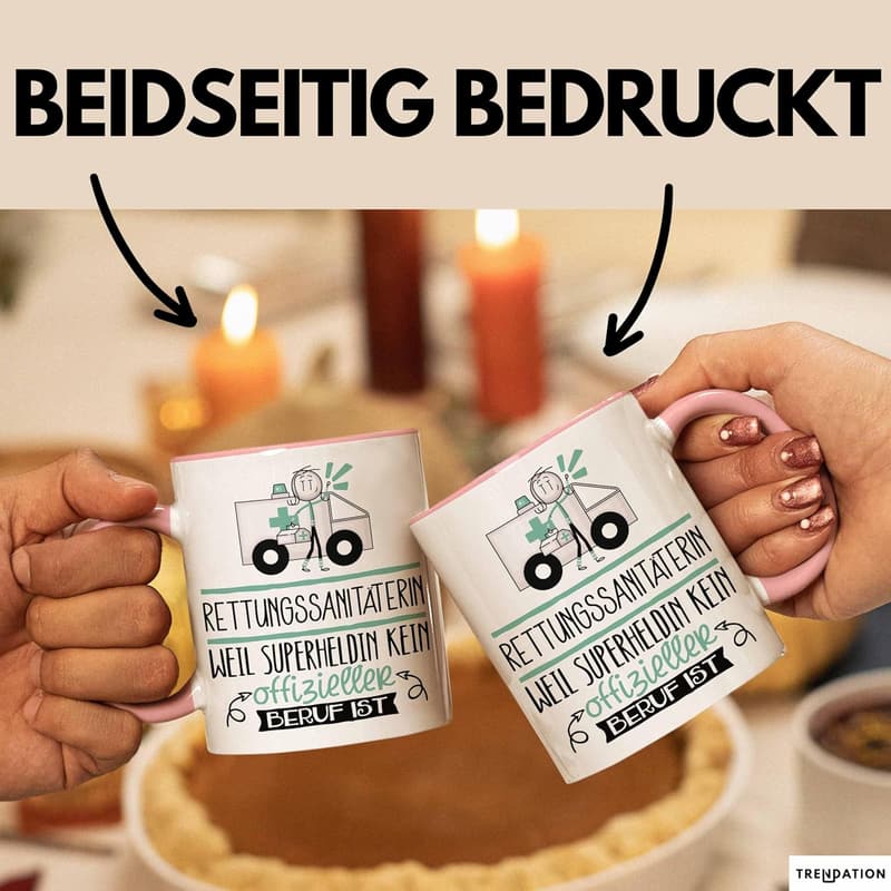 Kaffeetasse für Rettungssanitäterin mit witzigem Spruch (Rosa)