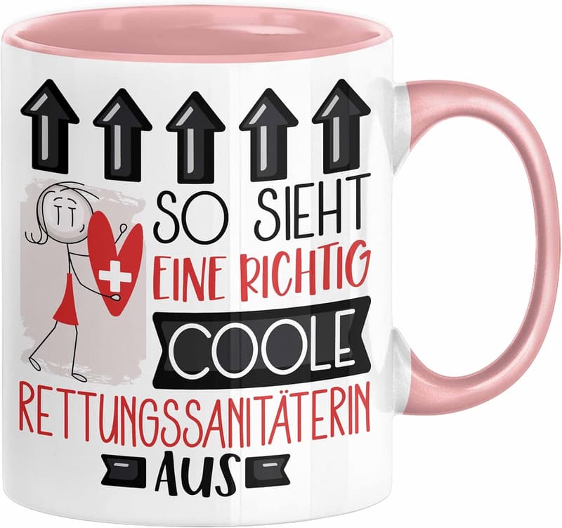 Geschenk zum Geburtstag: Tasse für coole Rettungssanitäterin (Rosa)