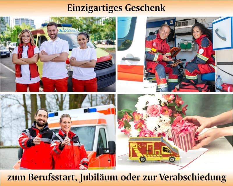 Pop-Up Karte Krankenwagen – 3D Geschenk für Rettungsdienst und Sanitäter