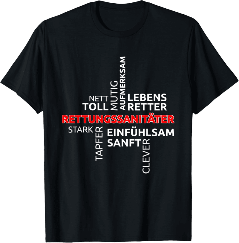 Rettungssanitäter T-Shirt mit einzigartigem Design für Herren, schwarz, S