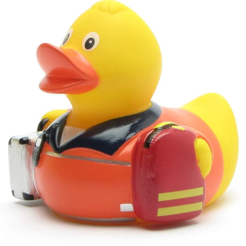 Rettungssanitär Badeente mit Schlüsselanhänger – Geschenk für Rettungskräfte
