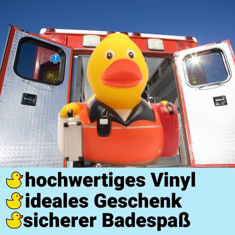 Rettungssanitär Badeente mit Schlüsselanhänger – Geschenk für Rettungskräfte
