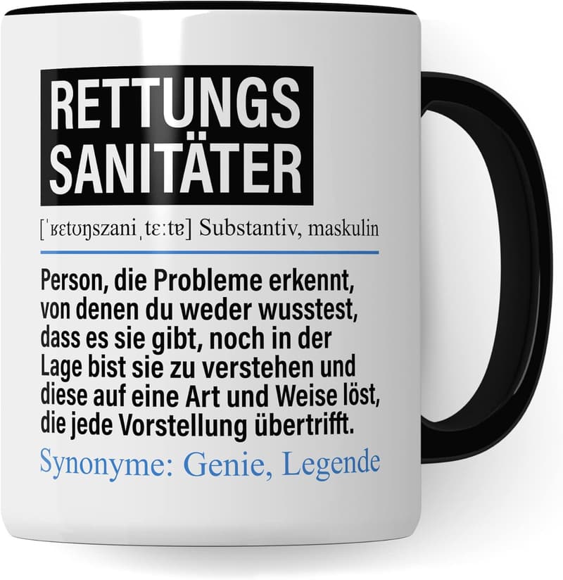 Lustige Tasse für Rettungssanitäter – ideales Geschenk für Helfer