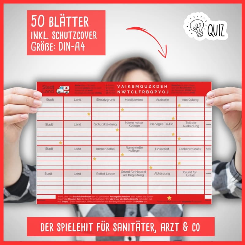 Stadt Land Rettungsdienst - Spiel für Notfall-Sanitäter, 50 Blatt Din A4