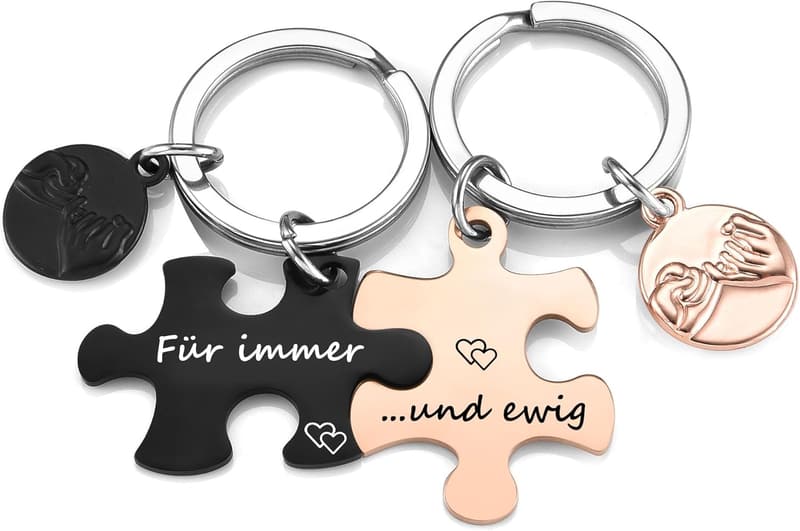 Personalisierte Edelstahl Puzzle Schlüsselanhänger für Partner