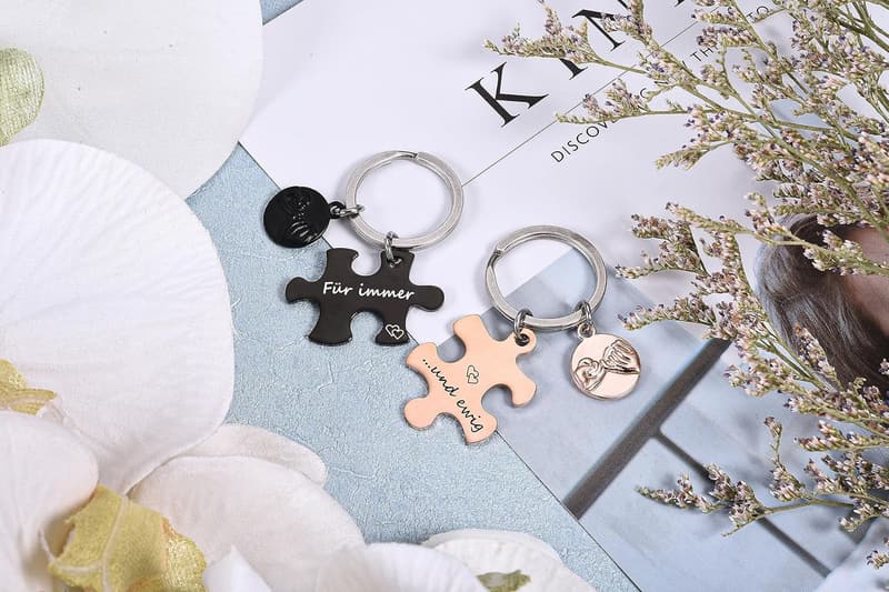Personalisierte Edelstahl Puzzle Schlüsselanhänger für Partner