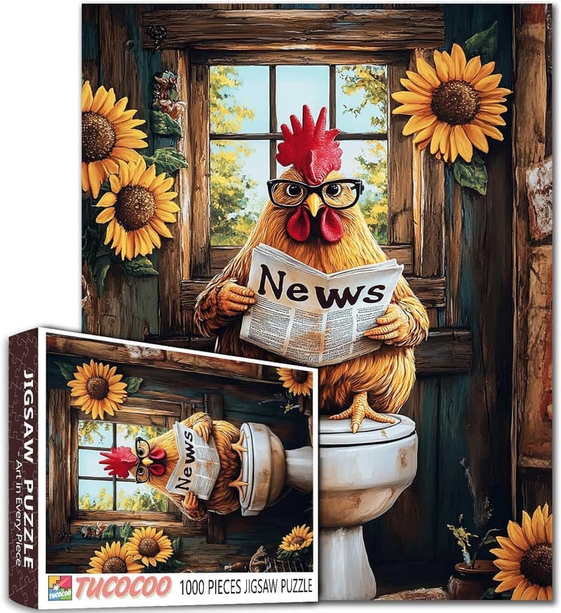 Lustiges Huhn auf Toilette Puzzle 1000 Teile für Erwachsene