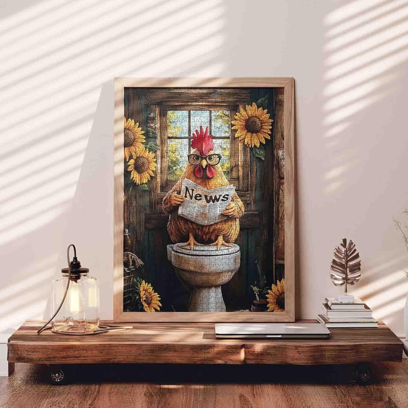 Lustiges Huhn auf Toilette Puzzle 1000 Teile für Erwachsene