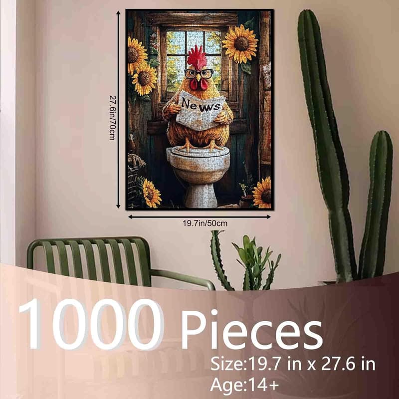 Lustiges Huhn auf Toilette Puzzle 1000 Teile für Erwachsene
