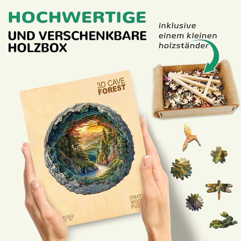 Höhlenwald Holzpuzzle für Erwachsene, 300 Teile in Geschenkverpackung