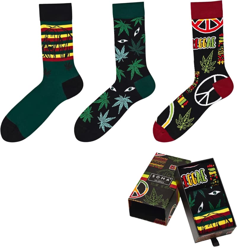 Gemusterte Herren Socken aus Baumwolle im 3er-Set mit Geschenkbox, Größe 41-46
