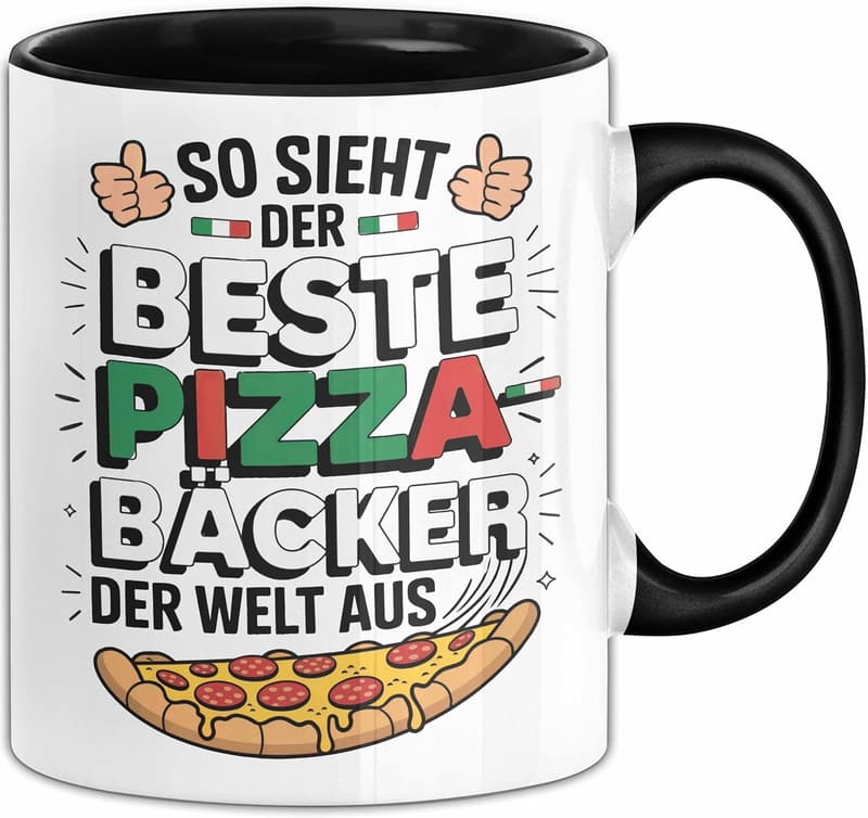 Tasse für den besten Pizzabäcker – Geschenk für Koch (Schwarz)
