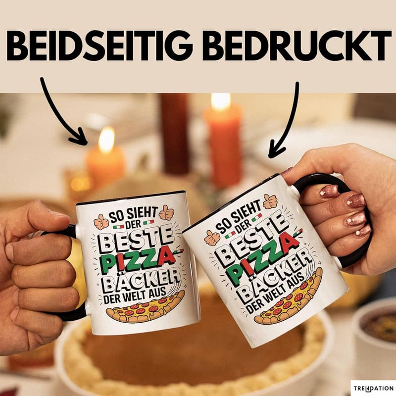Tasse für den besten Pizzabäcker – Geschenk für Koch (Schwarz)