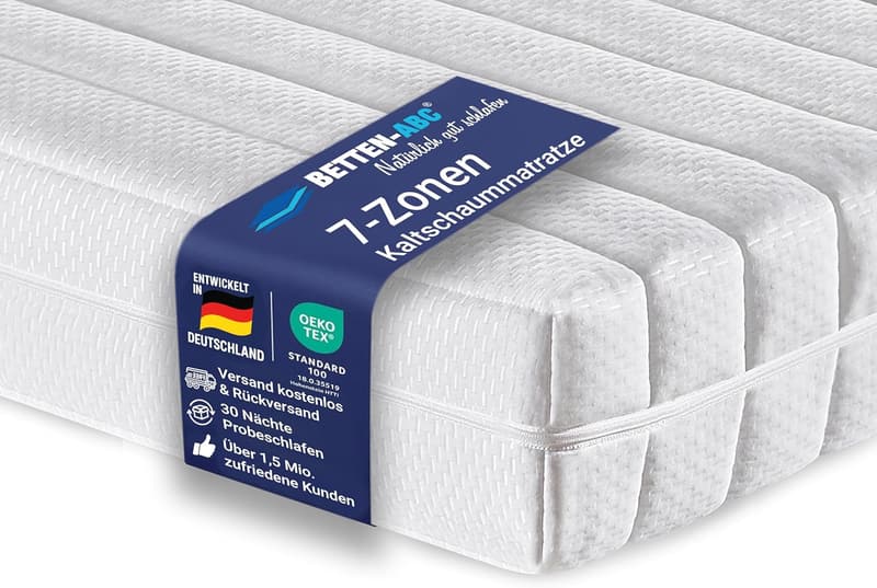 7-Zonen Kaltschaum-Matratze 90x200 cm hypoallergen, waschbar