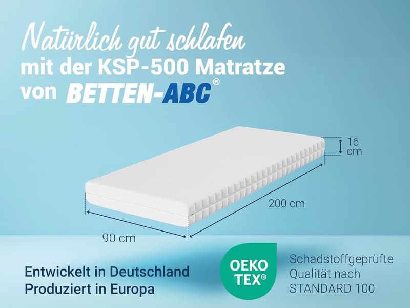 7-Zonen Kaltschaum-Matratze 90x200 cm hypoallergen, waschbar