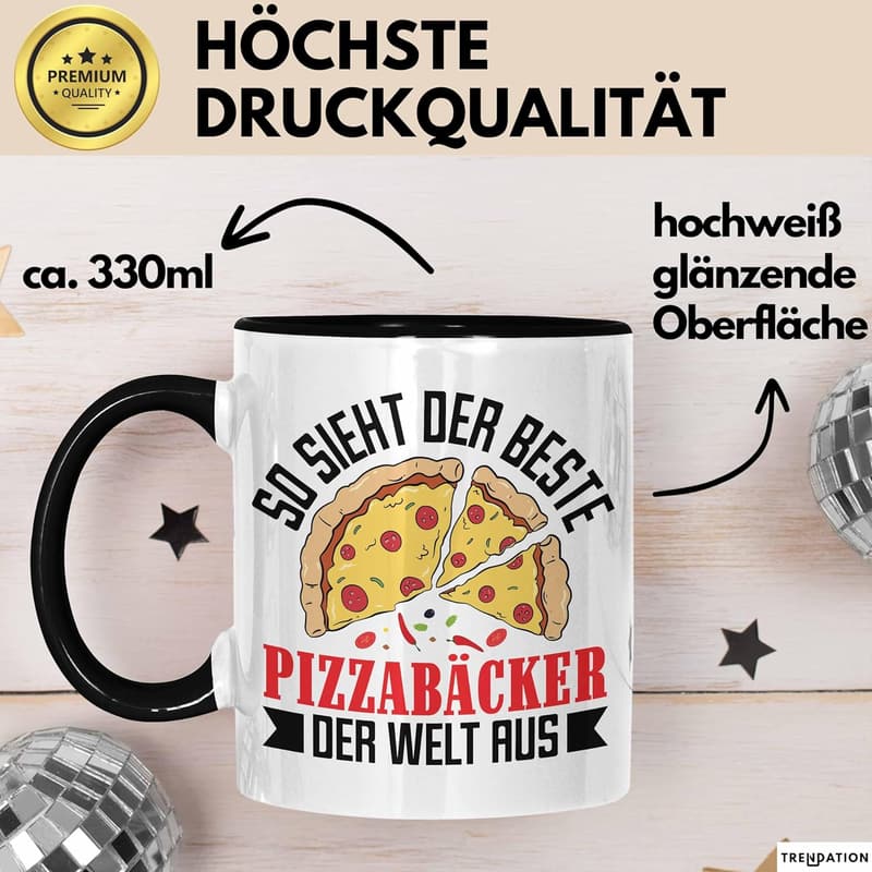 Beste Pizzabäcker-Tasse für Pizza-Liebhaber (Schwarz)