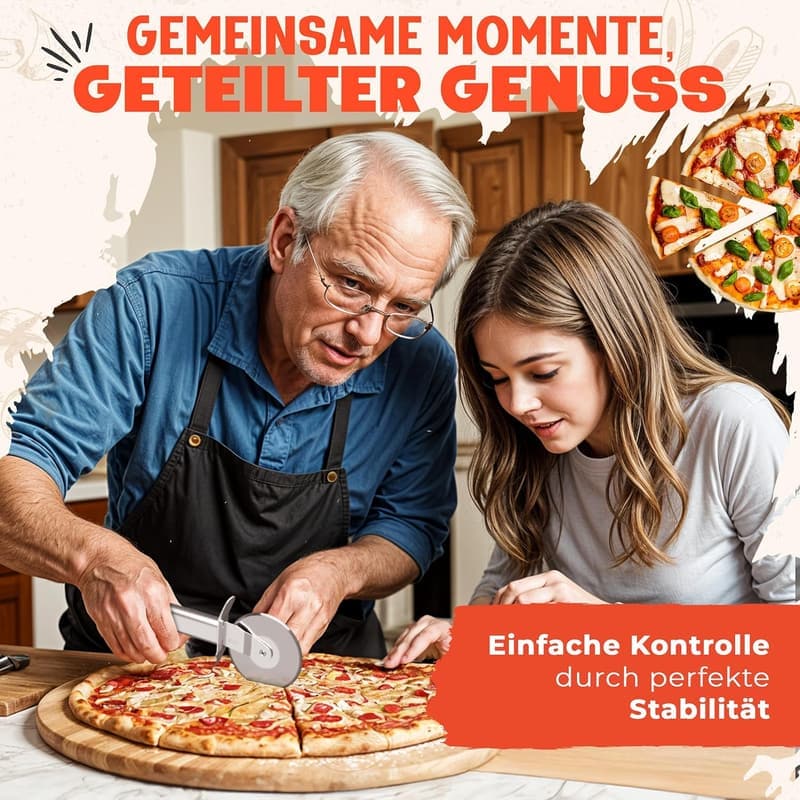 Hochwertiger Edelstahl-Pizzaschneider mit Klingenschutz – Spülmaschinenfest