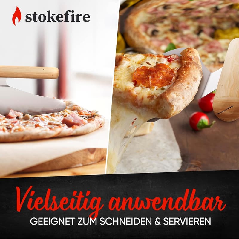Pizzaschneider 36 cm mit Klingenschutz – Wiegemesser für Pizza und Kuchen