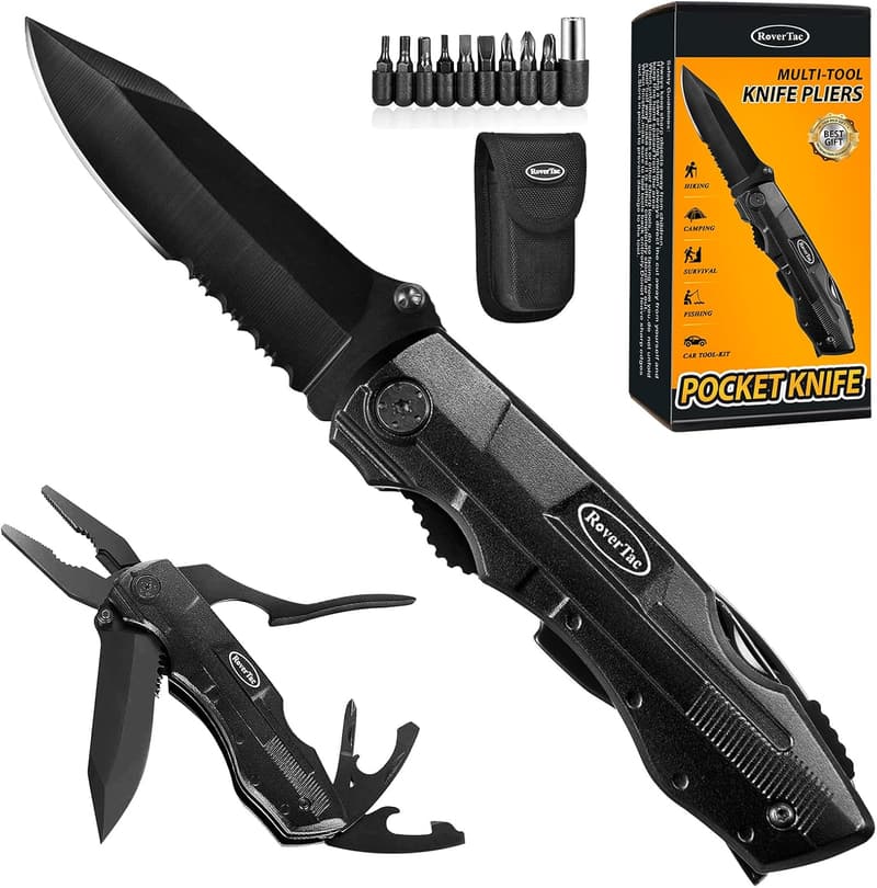 RoverTac 9-in-1 Camping-Multitool mit Zange und Nylonhülle